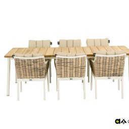 Applebee Dining Table + 6 Chairs Milou Oyster